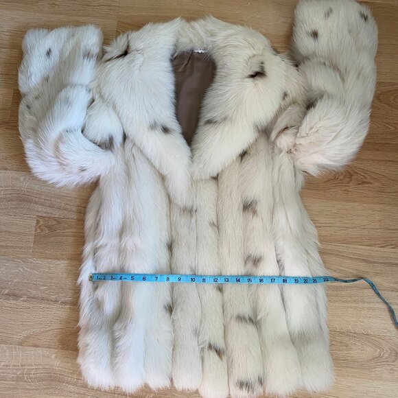 Vintage Fox Fur Coat Spotted Lynx Dyed 27 " Jacket Women's Size Small - Picture 3 of 14